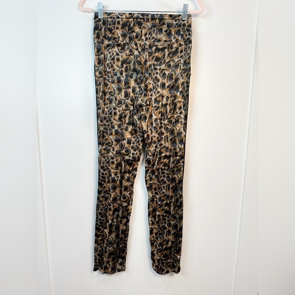 The Kooples Abstract Animal Print Side Snap Track Pants Leopard Brown - Picture 8 of 11